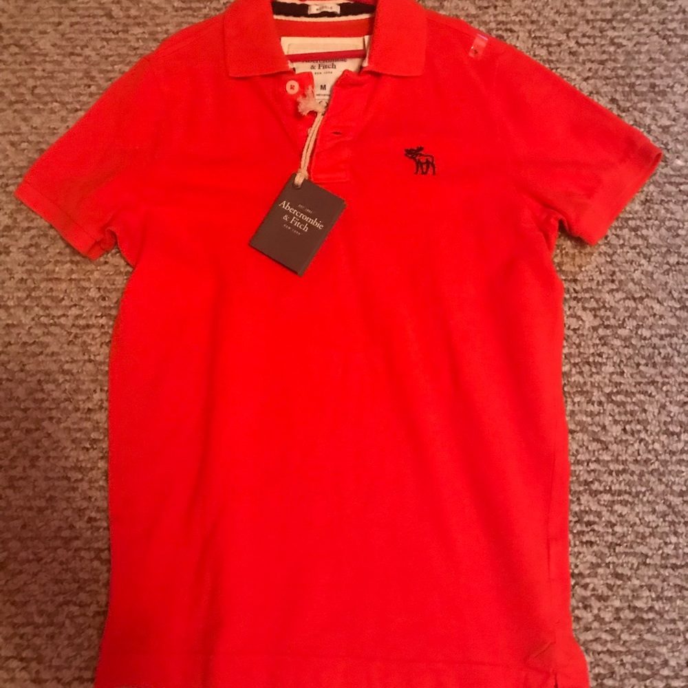 New Abercrombie Orange polo shirt Medium